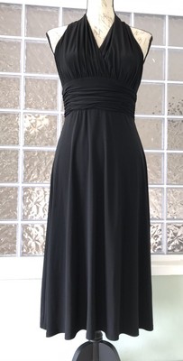 JONES WEAR Women's Black Ruched Halter Marilyn Dress Stretch Evening Cocktail 4