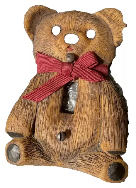 Brown Bear Cub Single Toggle Light Switch Wall plat cover Cabin Carved wood