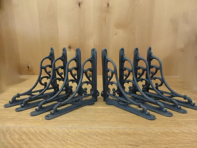 8 MEDIUM ESPRESSO BROWN HEAVY DUTY 7X7" SHELF BRACKETS CAST IRON rustic SCROLL