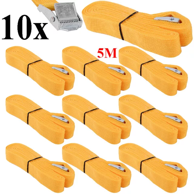 10 Pcs 5m x 25mm sangle fixation fret Boucle Came 250Kg Charge travail NEW