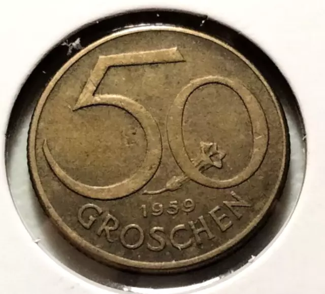 1959  AUSTRIA  50 Groschen  Coin -  KM# 2885 - Combined Shipping (#INV8844)