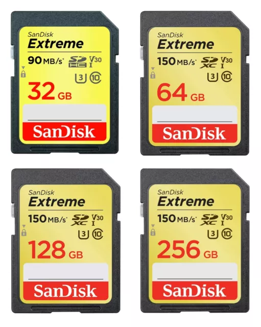 Sandisk SD Extreme Scheda di Memoria SDHC 32 64 128 256 GB Fino a 90MB/sec