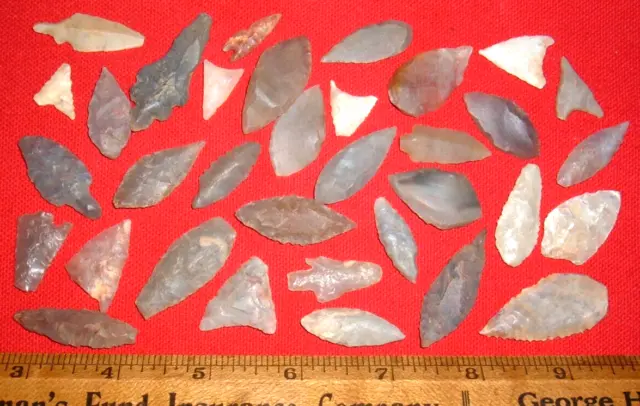 (33) Fine Assorted Sahara Neolithic Points, Tools, Ancient African Artifacts
