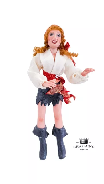 Vintage Dawn Adams Red Head Pirate Girl Dollhouse Miniature Porcelain Doll