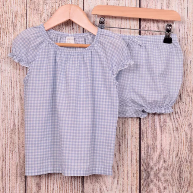 Girl's Age 2-3 H&M Pretty Shorts & Top Outfit Set Blue Gingham EUC Combine P&P