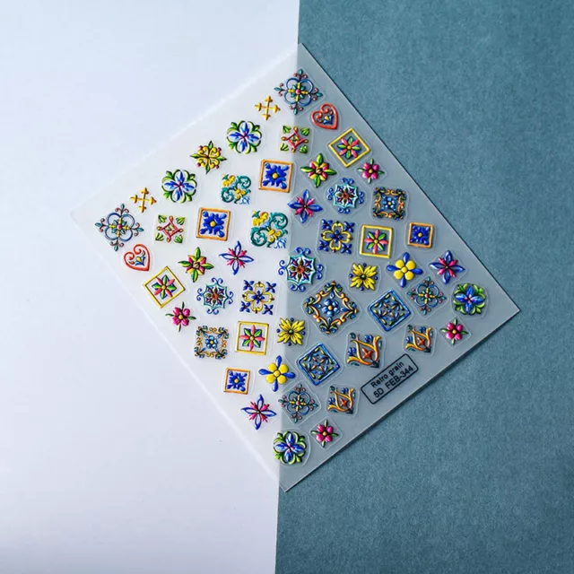 1 Sheet Retro Nail Foils Transfer Stickers Decals Bohemia Flower Ethnic Nail  Le