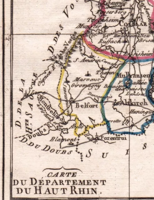 Carte Géographique XVIIIe Département Du Haut Rhin 1793 Révolution Française