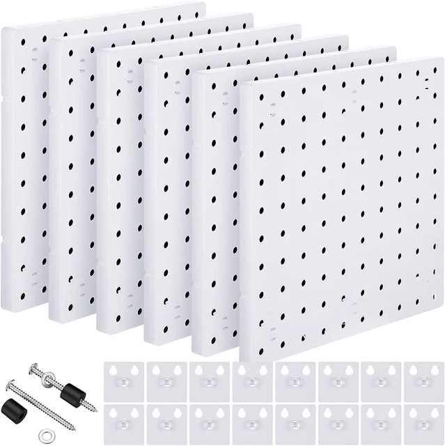 6 Pcs Pegboard Wall Organizer 10 Inches Small Pegboard Peg Board Wall Panel Kits