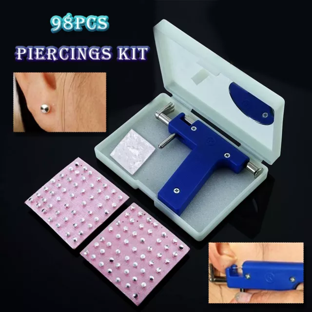 Ohr Piercing Gun Ohrloch Pistole Nase Nabel Körper Pierce mit 98 Ohrstecker 2