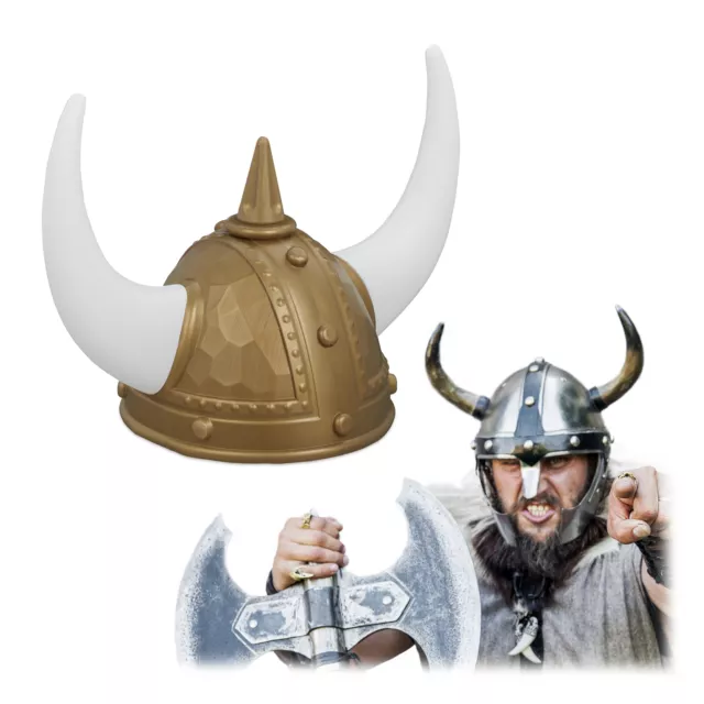 Casque barbare viking nordique adulte avec cornes en fausse fourrure  accessoire
