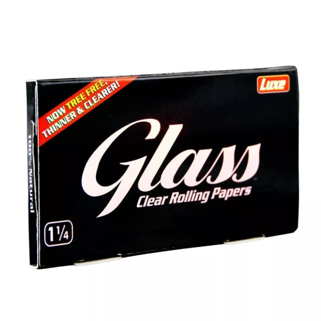 Glass Clear Rolling Papers 1 1/4 Size Slim Natural Smoking-50 Leafs Per Booklet