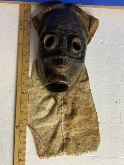 Ventage African Face Mask Artifact Ceremonial Wood Black Dan Liberia