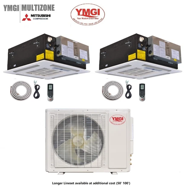 YMGI 42000BTU 2 Zone Ductless mini Split Heat Pump Air Conditioner LKJ