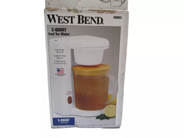 West Bend 3 Quart Large Iced Tea Maker 68003 Yellow Lid Pitcher only