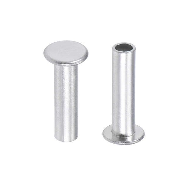 100 pz M5 x 20mm alluminio testa piatta rivetti Semi-Tubolare tono argento