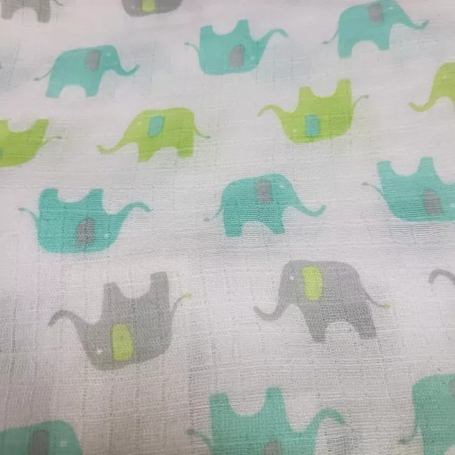 Ideal Baby Blanket Swaddle Muslin Security Lovey White Yellow Green Elephants 2