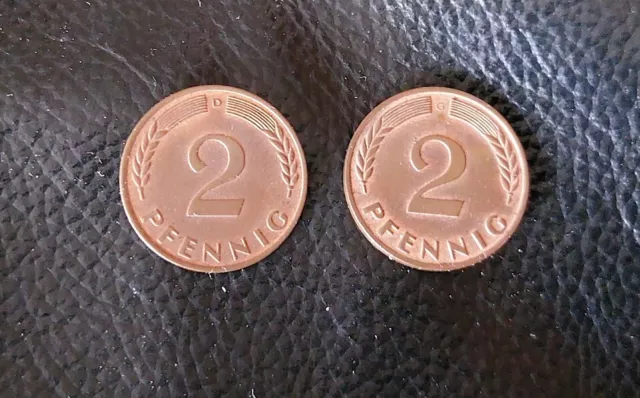 2 x 2 Pf 1968 DG Kupfer Umlaufmünze  Sehr schön