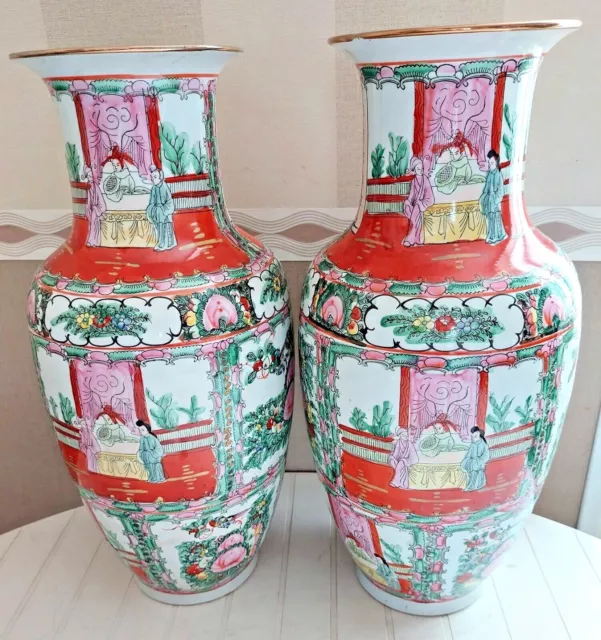 Paire de vases en porcelaine Chinoise de Macau fin 19ème  haut  45.5 diam 20 cm