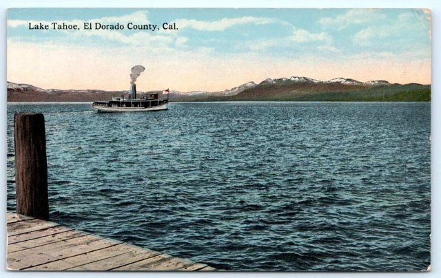 LAKE TAHOE, CA California ~ El Dorado County ~ STEAMER TAHOE  c1910s  Postcard