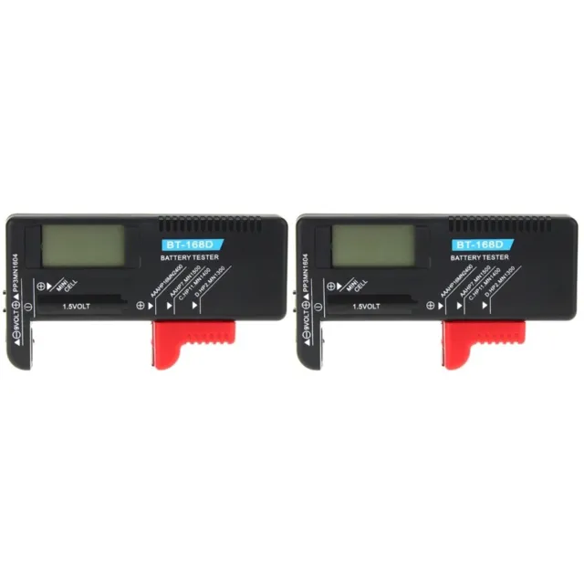 Lot de verificateur de pile 2 testeur de piles batterie portables  universels pour AA AAA C D 9 V 3,7 V 1,5 V 18650 Affichage numérique de  petites testeur de piles boutons