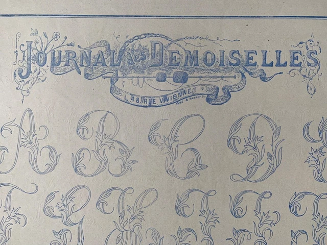 Antique 1886 French Journal des Demoiselles Embroidery pattern Alphabets (3)