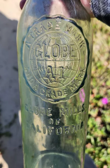 Antique Globe Mills A 1 Sacramento California Bottle Rare Whiskey Beer Water Vtg