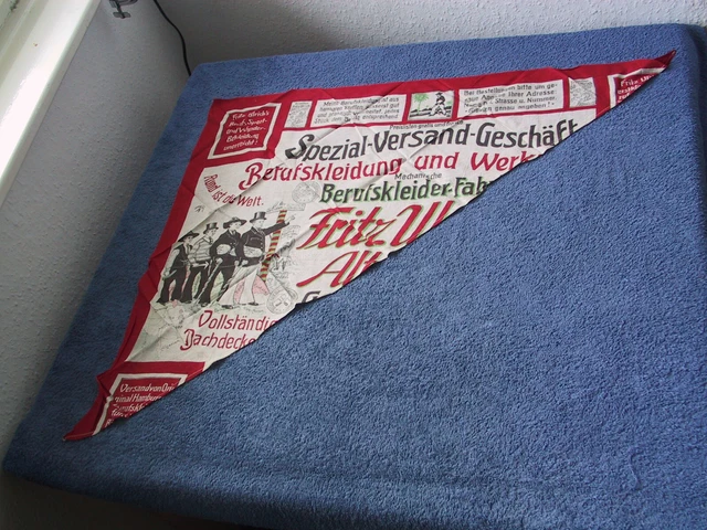 Halbes Werbetuch Leinen um 1920 Versandhandel Fritz Ulrich Altona  Wandergeselle