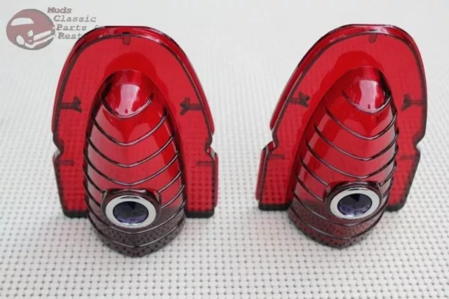 54 Chevy Bel Air Rear Taillight Lamp Blue Dot Lenses Brake Stop 150 210 Sedan