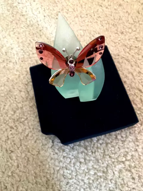 Swarovski Azua Padparadscha Paradise Butterfly Leaf Stand Figurine
