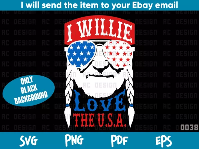 I Willie Love The USA Flag SVG, Willie Nelson Cut File Vector,  4th July Svg