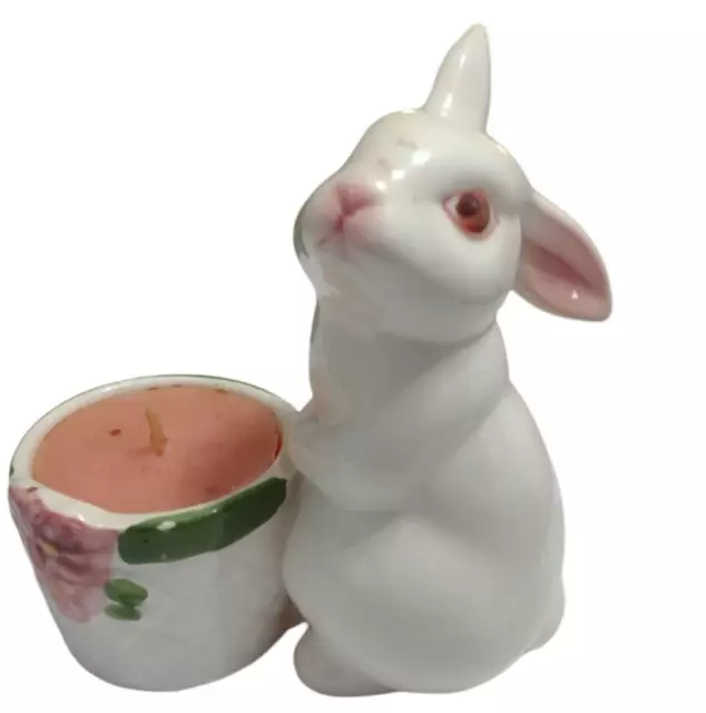 VTG Avon Porcelain Easter Bunny Votive Candle Holder Spring 5 Inches Tall 1980