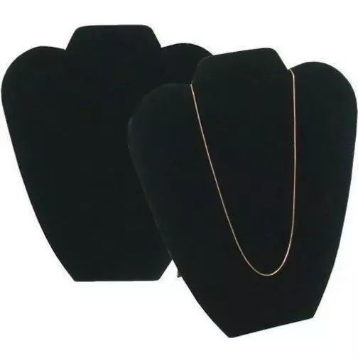 2 Black Velvet Necklace Chain Easel Bust Display 8 5/8"