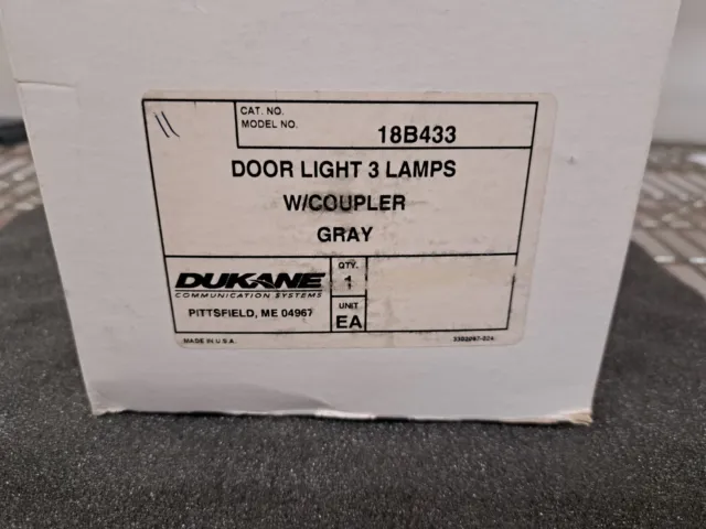 New, Dukane, 18B433, DOOR LIGHT 3 LAMPS + COUPLER ELAPSED TIMER KIT GRAY