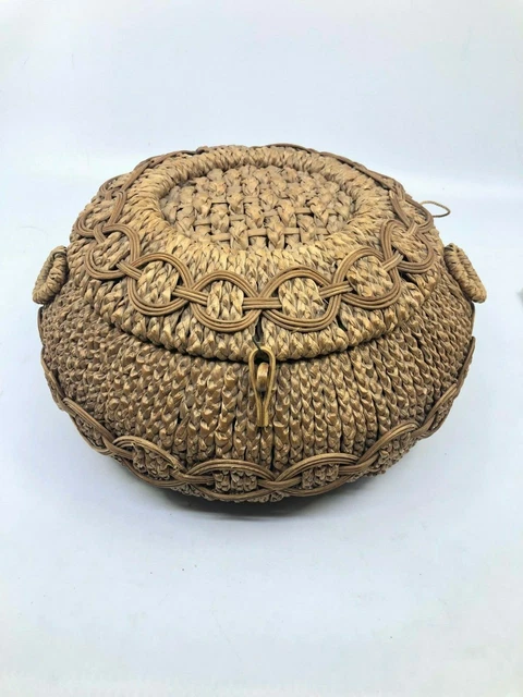 Wonderful Design Antique Sewing Basket Casket Woven