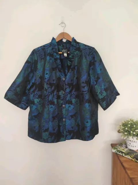 Jonathan & Mr Trevor Vintage Australian 80s Blue Floral Oversized Jacket size M