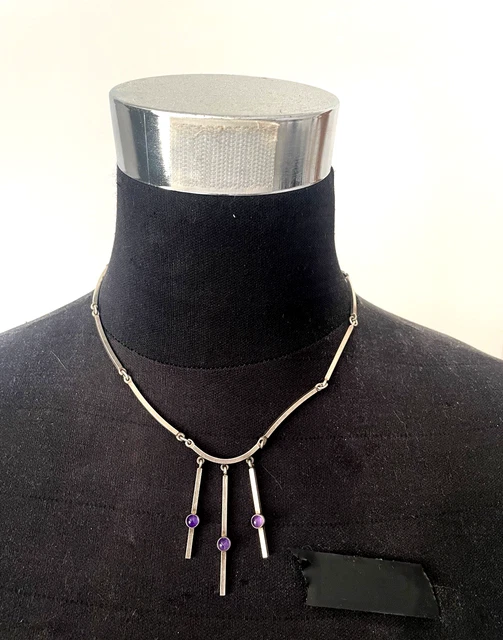 Collier Ras Du Cou En Argent Sterling Et Améthystes De Niels Erik From - Occasion