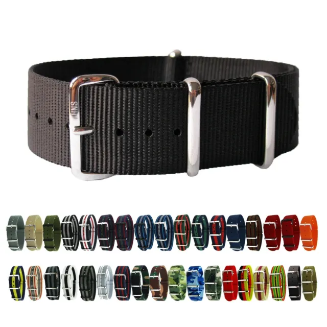 HNS Premium Ballistic Military Nylon Solid SS Watch Replacement Strap Band