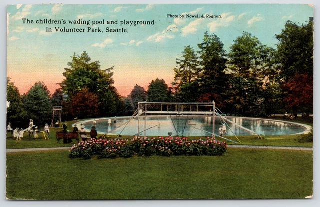 Seattle WA~Volunteer Park~Wading Pool & Playground~Girls on Teeter Totter~1914
