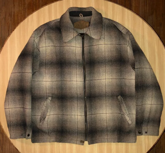 VTG 1960s/70s Men's Woolrich Brown/Beige Shadow Plaid Sherpa Lined Jacket XL