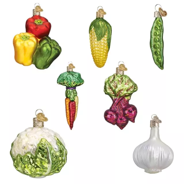 Old World Christmas Vegetable Hanging Ornaments, Set of 7 OWC-VEGETABLE