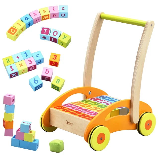 Classic World Walker Empujador Silla de Paseo para Niños Bloques 30 El