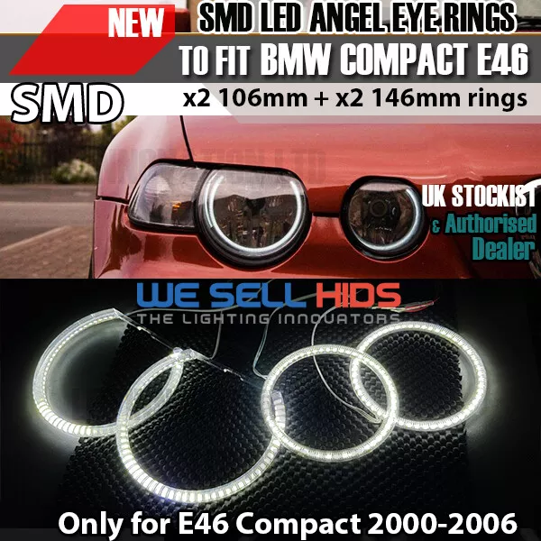 SMD ANGEL EYES Bmw E46 Compact None Projector / Reflector Kit Halo Rings 00  - 06 £39.95 - PicClick UK