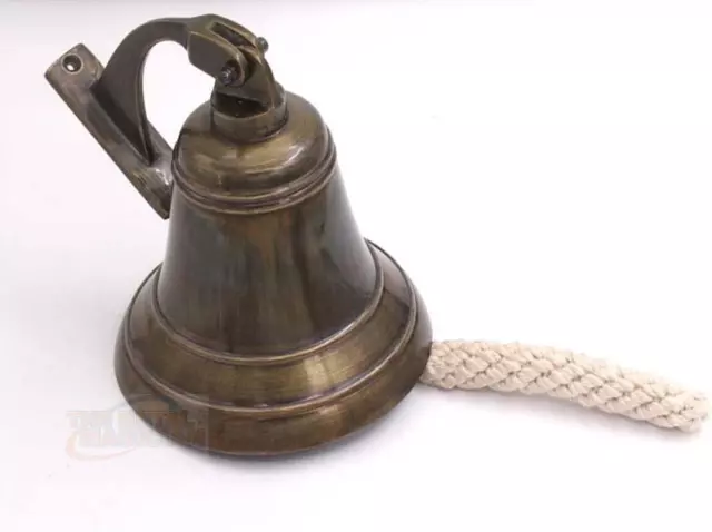6" Solid Brass Bell Quality Marine Wall Mounted Ship Old Antique Finished Hangin