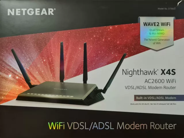 Netgear Nighthawk X4S D7800 AC2600 WiFi VDSL/ADSL Modem Router