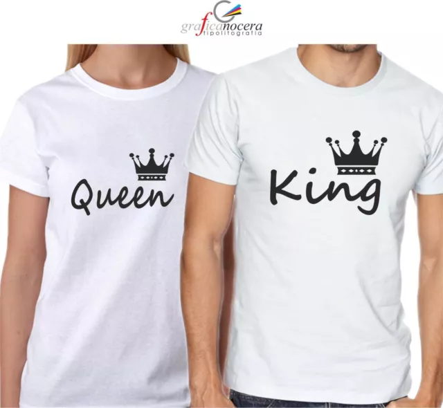 T SHIRT KING Queen maglietta idea regalo San Valentino uomo donna unisex  love EUR 12,00 - PicClick IT