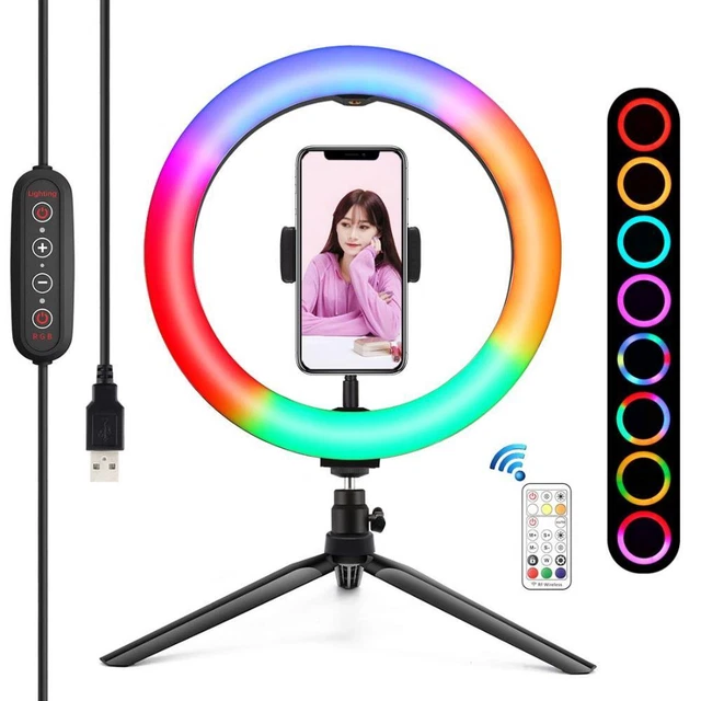 Trípode de temperatura soporte anillo de luz de video kit de luz de video 10.2 pulgadas 26 cm lámpara selfie