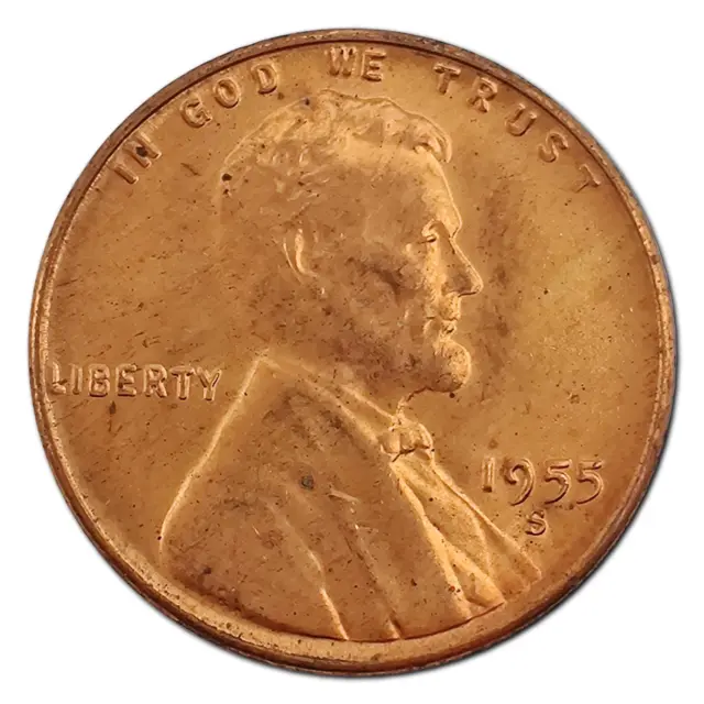 1955-S Uncirculated Lincoln Wheat Cent Penny MS Mint State Copper