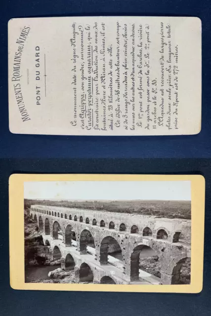 France, Vers-Pont-du-Gard, Pont du Gard Vintage cdv albumen print CDV, tirage