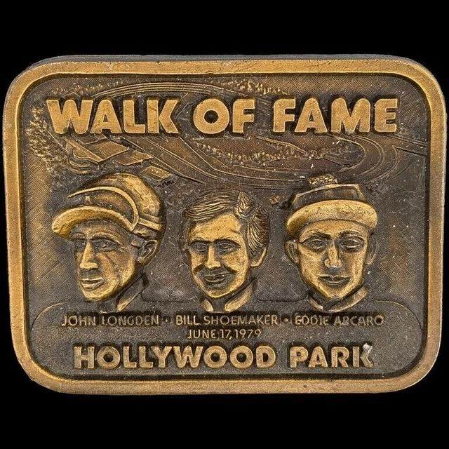 Hollywood Park Walk Of Fame Jockey Horse Racing 1980s NOS Vintage Belt Buckle