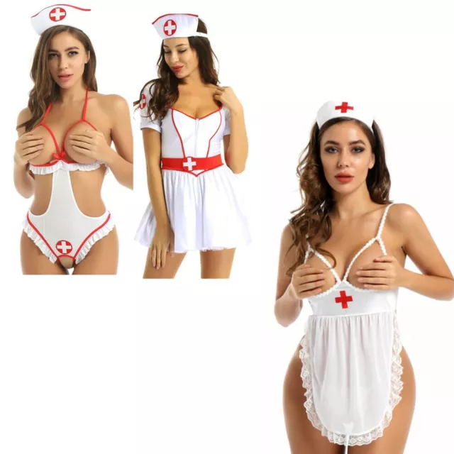 Womens Uniform Cosplay Costume Outfit Sexy Lingerie Nurse Cosplay Suits Babydoll